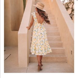 Size small capri lemon midi dress pink lily x Caitlin Covington
